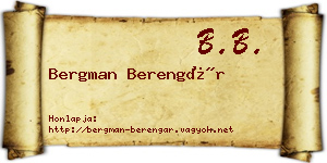 Bergman Berengár névjegykártya